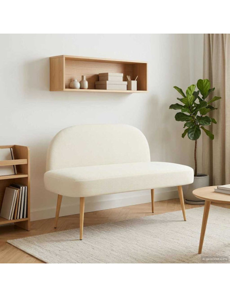 Panchina imbottita con schienale Crema 110 x 60 x 76 cm