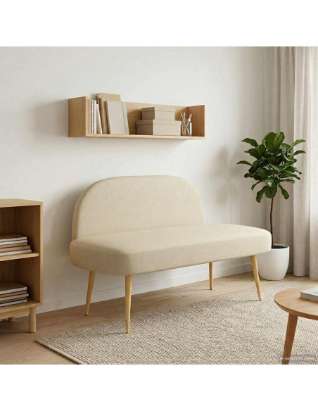 Panchina imbottita con schienale Crema 110 x 60 x 76 cm