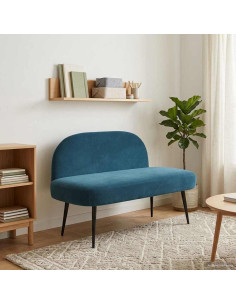 Panchina imbottita con schienale Blu 110 x 60 x 76 cm Velluto