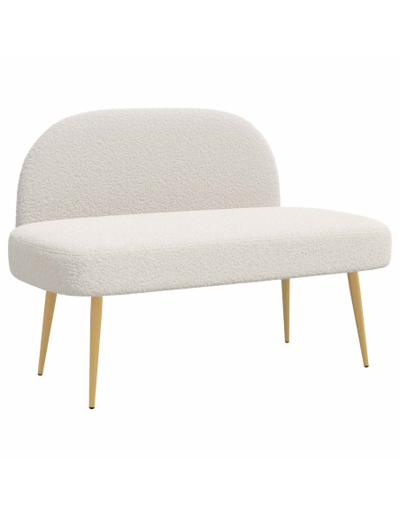 Panchina imbottita con schienale Crema 110 x 60 x 76 cm Bouclé