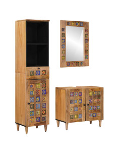 Set di mobili per il bagno con cassetto 3 pcs Naturale
