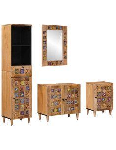 Set di mobili per il bagno con cassetto 4 pcs Naturale