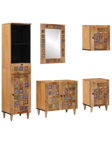 Set di mobili per il bagno con cassetto 5 pcs Naturale