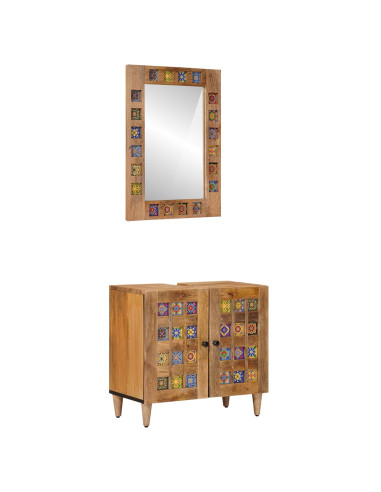 Set di mobili per il bagno Montaggio a parete 2 pcs Naturale