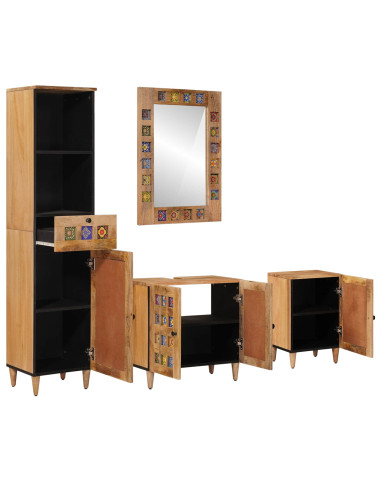 Set di mobili per il bagno con cassetto 4 pcs Naturale