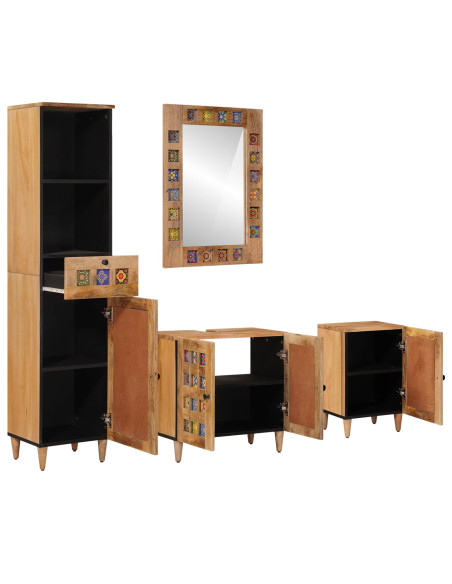 Set di mobili per il bagno con cassetto 4 pcs Naturale