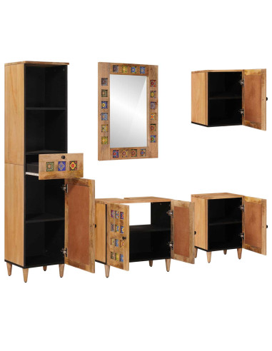 Set di mobili per il bagno con cassetto 5 pcs Naturale