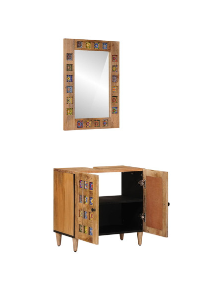 Set di mobili per il bagno Montaggio a parete 2 pcs Naturale