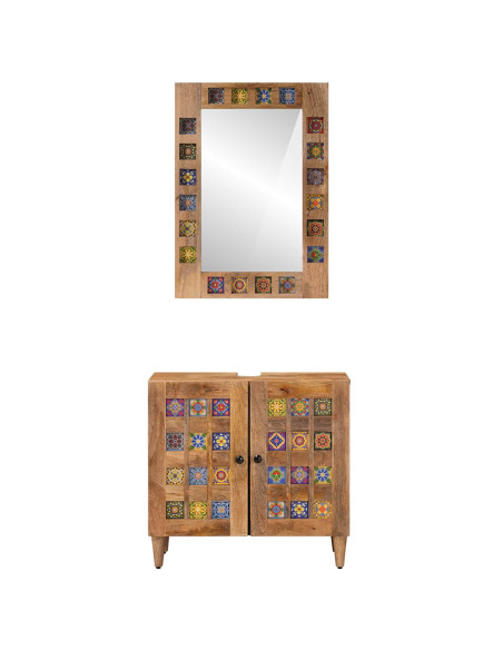 Set di mobili per il bagno Montaggio a parete 2 pcs Naturale