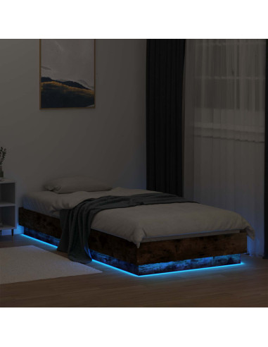 Letto con LED Rovere Fumo 80 x 200 cm Legno ingegnerizzato