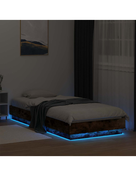 Letto con LED Rovere Fumo 80 x 200 cm Legno ingegnerizzato