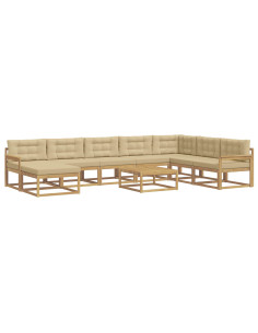 Set di divani da esterno 9 pcs Bianco e Beige 2