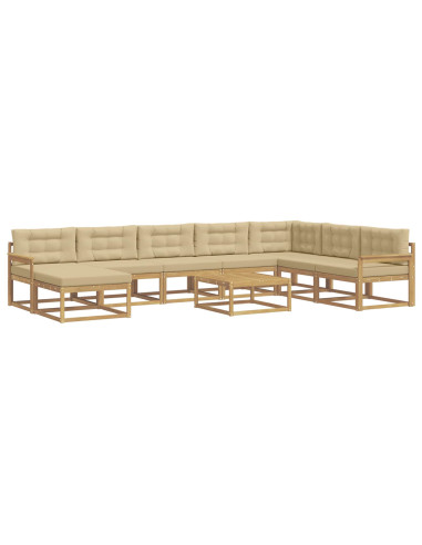 Set di divani da esterno 9 pcs Bianco e Beige