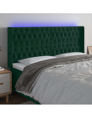 Testiera a LED Verde Scuro 183x16x118/128 cm in Velluto