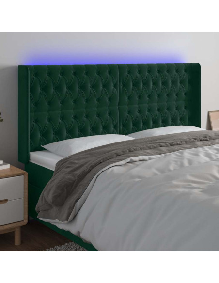 Testiera a LED Verde Scuro 183x16x118/128 cm in Velluto