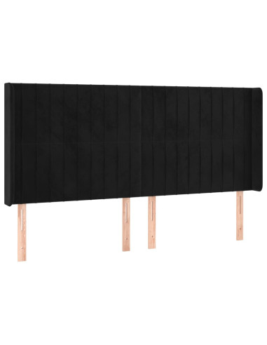 Testiera ad Orecchio Nera 183x16x118/128 cm in Velluto