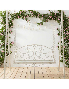 Panchina a Dondolo Acciaio 110 x 52,5 x 47 cm Bianco Antico