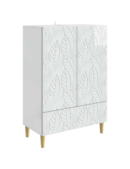 Credenza Bianco Lucido 66 x 34,5 x 95 cm Legno ingegnerizzato
