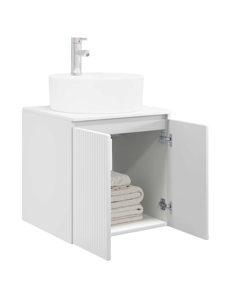 Mobile Lavabo da Parete Bianco Lucido 49,5 x 44,5 x 65 cm