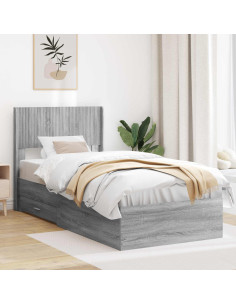 Struttura del letto con stoccaggio e testata Sonoma grigio