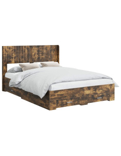 Struttura del letto con stoccaggio e testata Rovere Fumo 2
