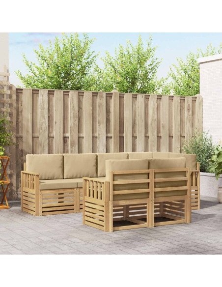 Set di divani da esterno 7 pcs Bianco e Beige