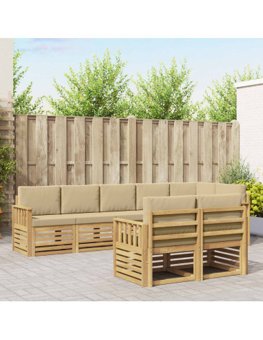 Set di divani da esterno 8 pcs Bianco e Beige