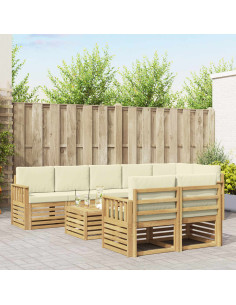 Set di divani da esterno 8 pcs Bianco e Crema 59 x 59 x 37 cm