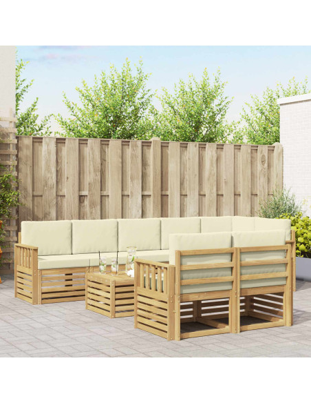 Set di divani da esterno 8 pcs Bianco e Crema 59 x 59 x 37 cm