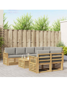Set di divani da esterno 8 pcs Bianco e Grigio Chiaro