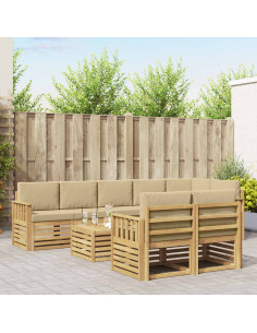 Set di divani da esterno 8 pcs Bianco e Beige 59 x 59 x 37 cm