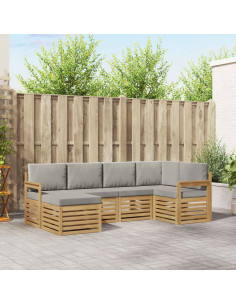 Set di divani da esterno 6 pcs Bianco e Grigio Chiaro