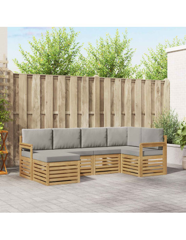 Set di divani da esterno 6 pcs Bianco e Grigio Chiaro