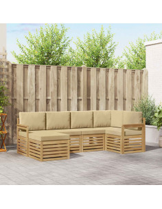Set di divani da esterno 6 pcs Bianco e Beige