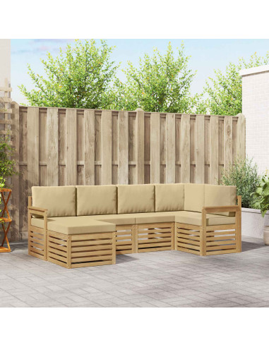 Set di divani da esterno 6 pcs Bianco e Beige