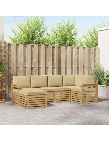 Set di divani da esterno 6 pcs Bianco e Beige