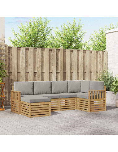 Set di divani da esterno 6 pcs Bianco e Grigio Chiaro