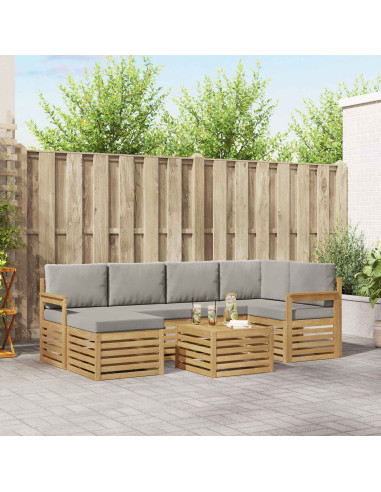 Set di divani da esterno 7 pcs Bianco e Grigio Chiaro