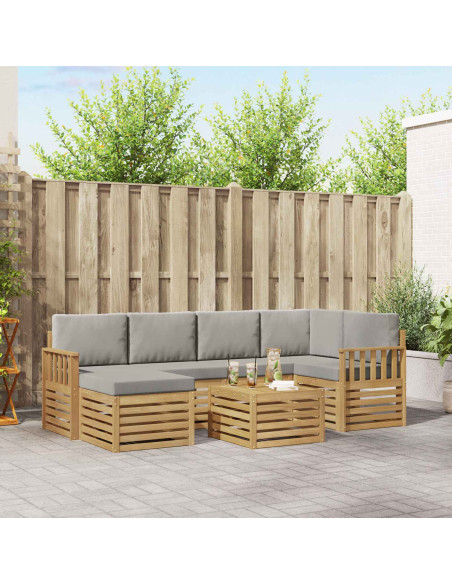 Set di divani da esterno 7 pcs Bianco e Grigio Chiaro