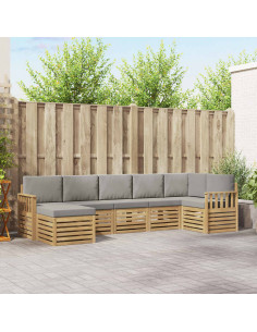 Set di divani da esterno 6 pcs Bianco e Grigio Chiaro