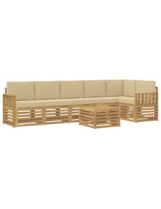 Set di divani da esterno 7 pcs Bianco e Beige 59 x 59 x 37 cm 2
