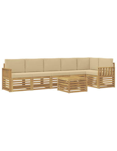 Set di divani da esterno 7 pcs Bianco e Beige 59 x 59 x 37 cm