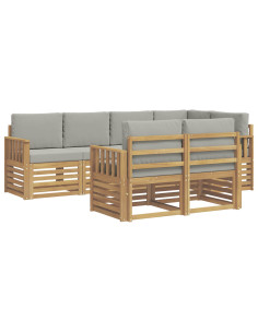 Set di divani da esterno 7 pcs Bianco e Grigio Chiaro 2