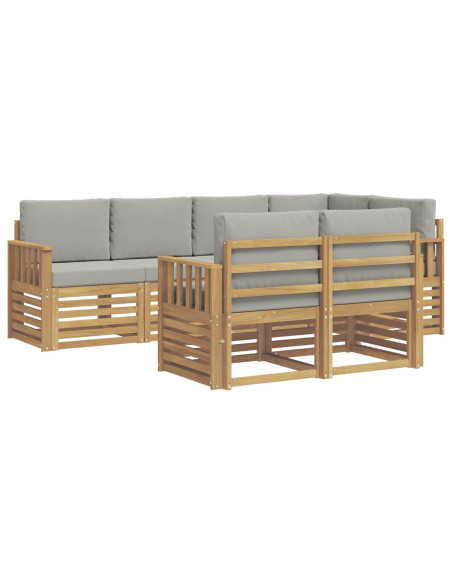 Set di divani da esterno 7 pcs Bianco e Grigio Chiaro