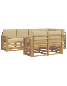 Set di divani da esterno 7 pcs Bianco e Beige 2