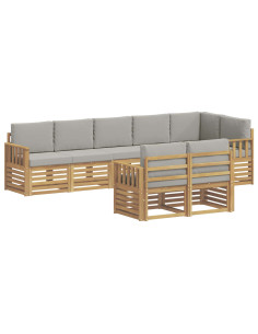 Set di divani da esterno 8 pcs Bianco e Grigio Chiaro 2