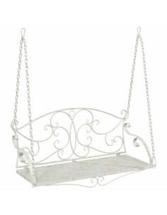 Panchina a Dondolo Acciaio 110 x 52,5 x 47 cm Bianco Antico 2