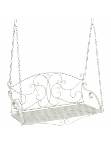 Panchina a Dondolo Acciaio 110 x 52,5 x 47 cm Bianco Antico