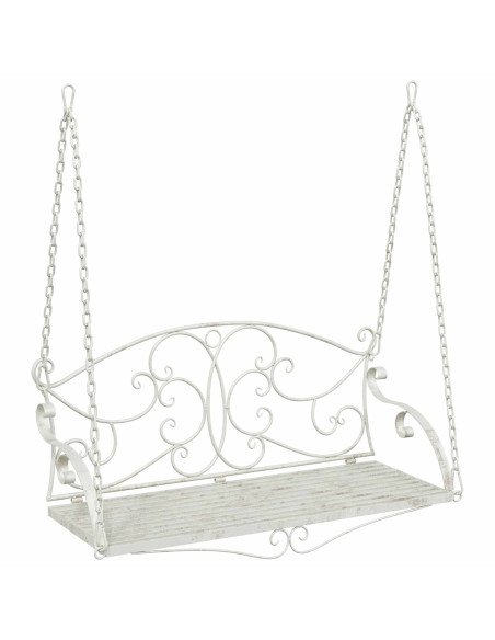 Panchina a Dondolo Acciaio 110 x 52,5 x 47 cm Bianco Antico