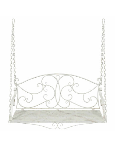 Panchina a Dondolo Acciaio 110 x 52,5 x 47 cm Bianco Antico